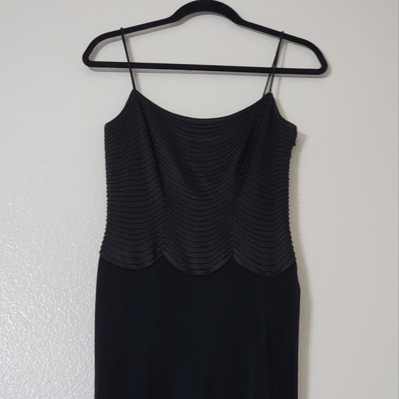 Vtg Cache Black Sequin Beaded Evening Dress Formal Gown Size 2 Scalloped Gatsby - Picture 3 of 14